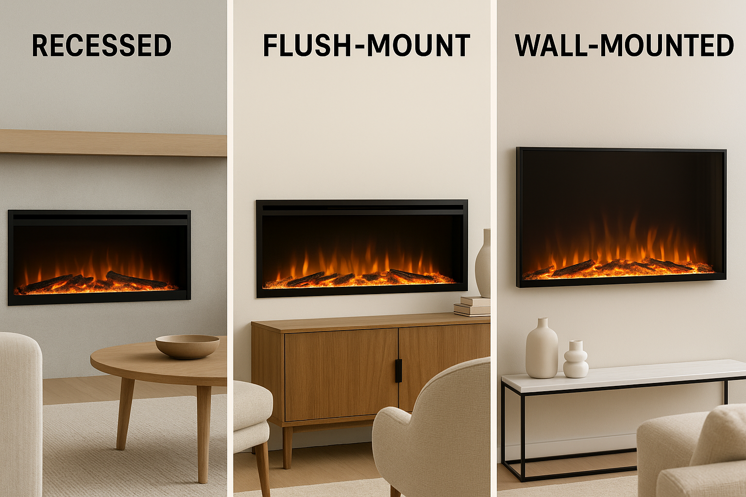 Recessed vs Flush-Mount vs Wall-Mounted Electric Fireplaces: Which Is Best for Your Home?