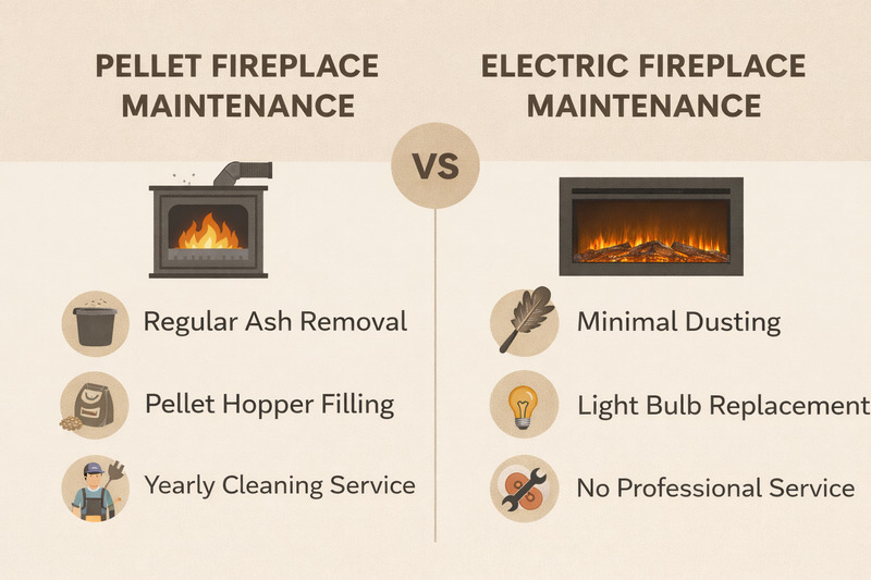 Pellet Fireplace vs Electric Fireplace Maintenance: Cleaning, Servicing & Lifespan Compared Pure Flame Co