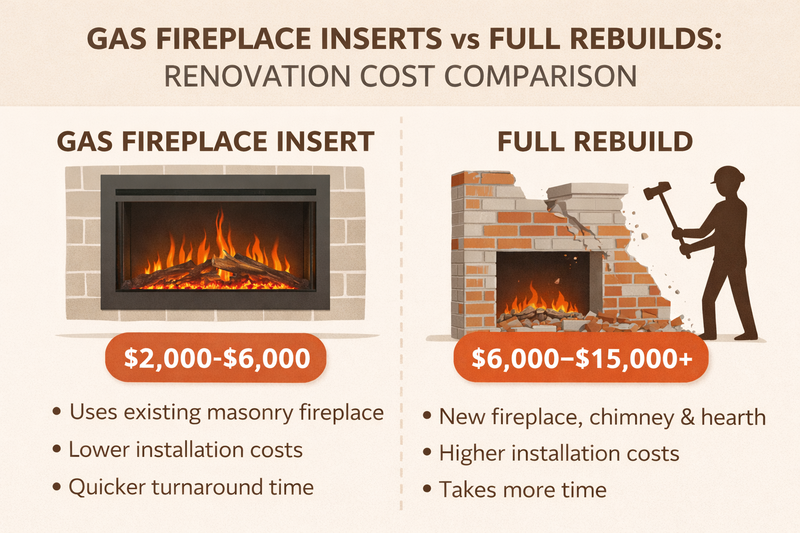 Gas Fireplace Inserts vs Full Rebuilds: Renovation Cost Comparison Pure Flame Co