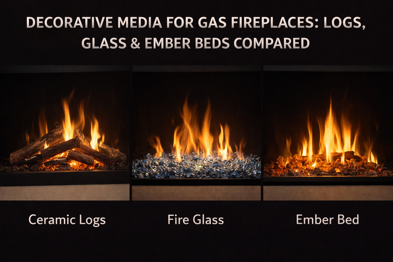 Decorative Media for Gas Fireplaces: Logs, Glass & Ember Beds Compared Pure Flame Co