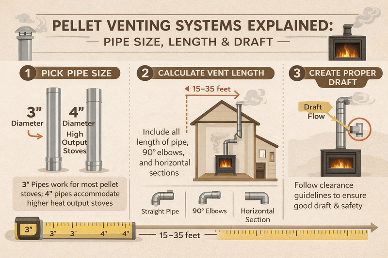 Pellet Venting Systems Explained: Pipe Size, Length, and Draft Pure Flame Co