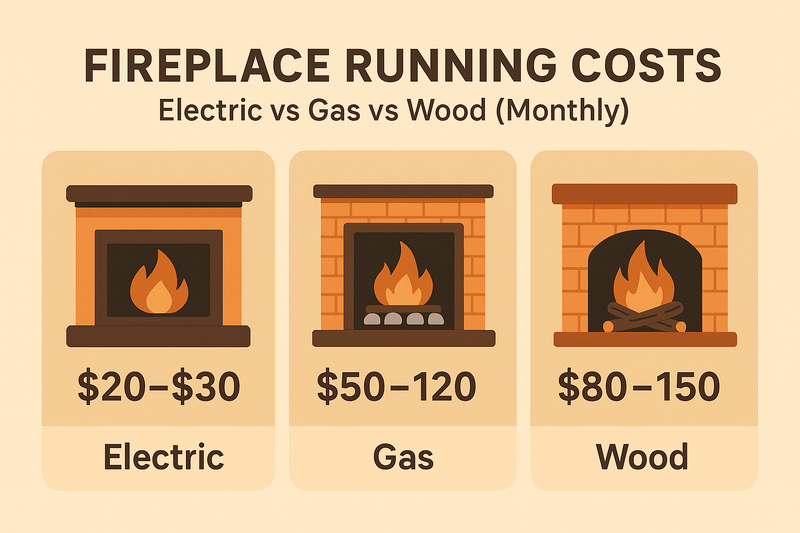 Fireplace Running Costs (2025) – Electric vs Gas vs Wood Monthly Comparison