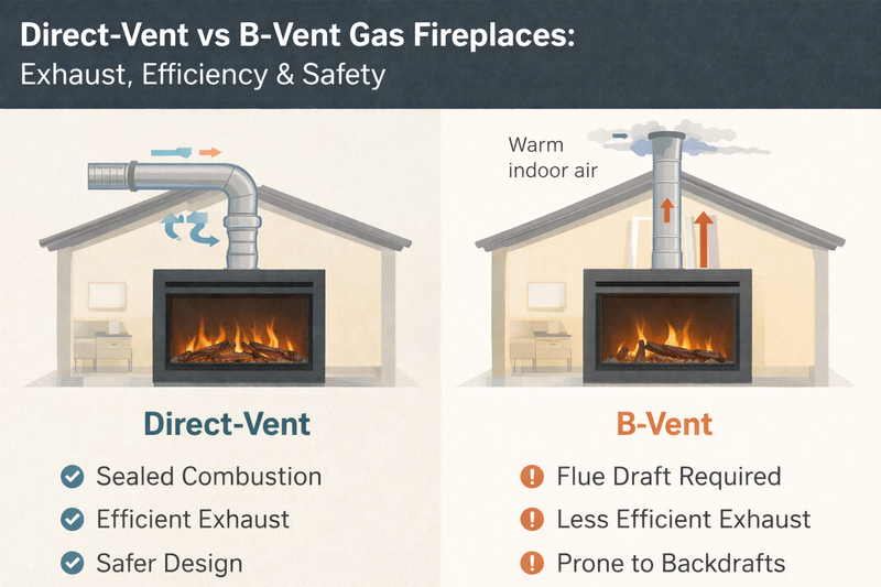 Direct-Vent vs B-Vent Gas Fireplaces: Exhaust, Efficiency & Safety Pure Flame Co