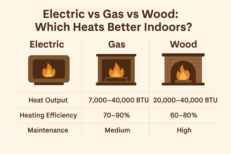 Electric vs Gas vs Wood: Which Heats Better Indoors?