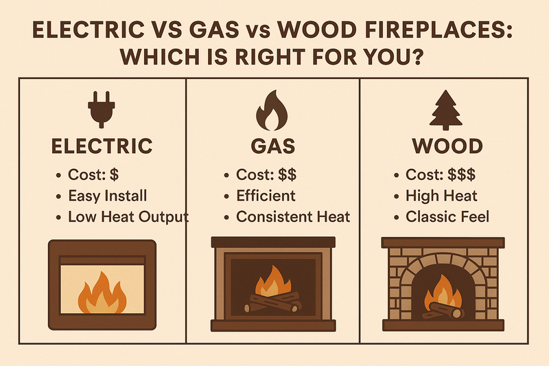 Electric vs Gas vs Wood Fireplaces (2025 Guide) – Which Is Right for You? | Pure Flame Co