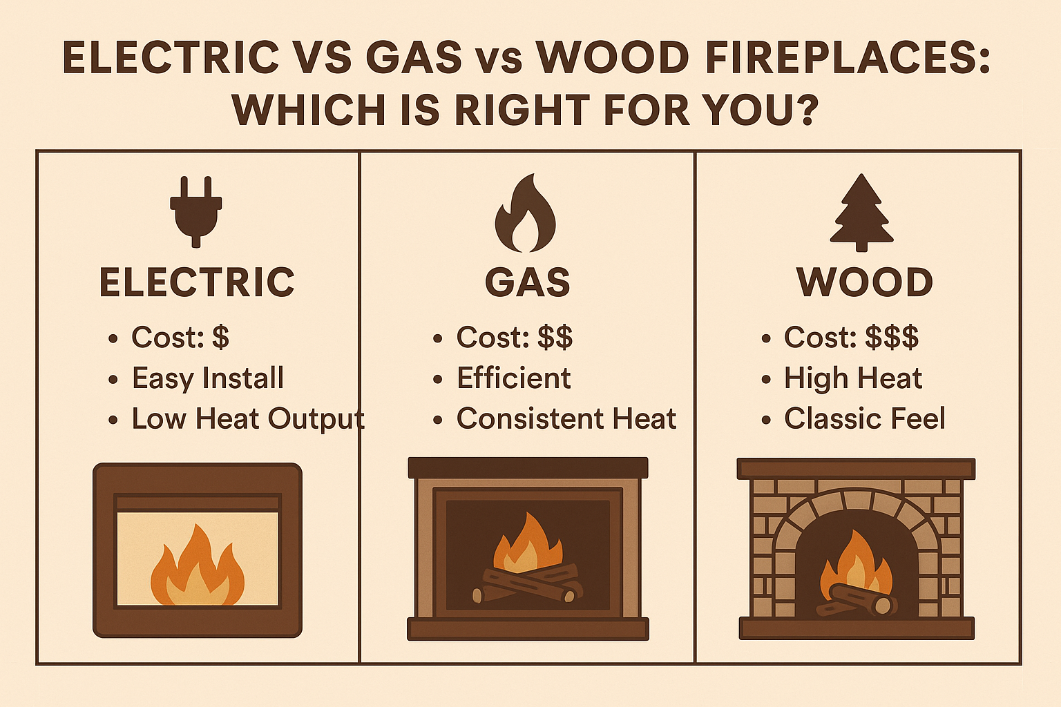 Electric vs Gas vs Wood Fireplaces (2025 Guide) – Which Is Right for You? | Pure Flame Co
