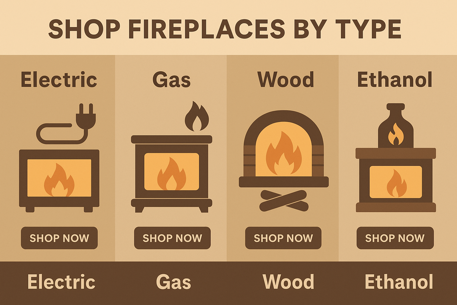 Shop Fireplaces by Type: Electric, Gas, Wood, Ethanol, and more
