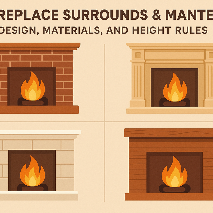 Fireplace Surrounds & Mantels – Design, Materials, and Height Rules