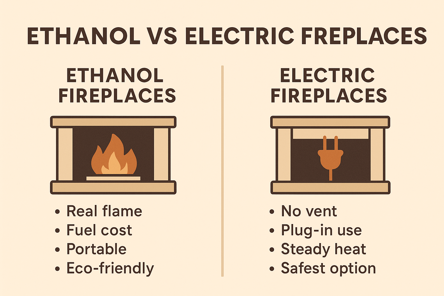 Ethanol vs Electric Fireplaces: Clean Flame or Plug-and-Play?