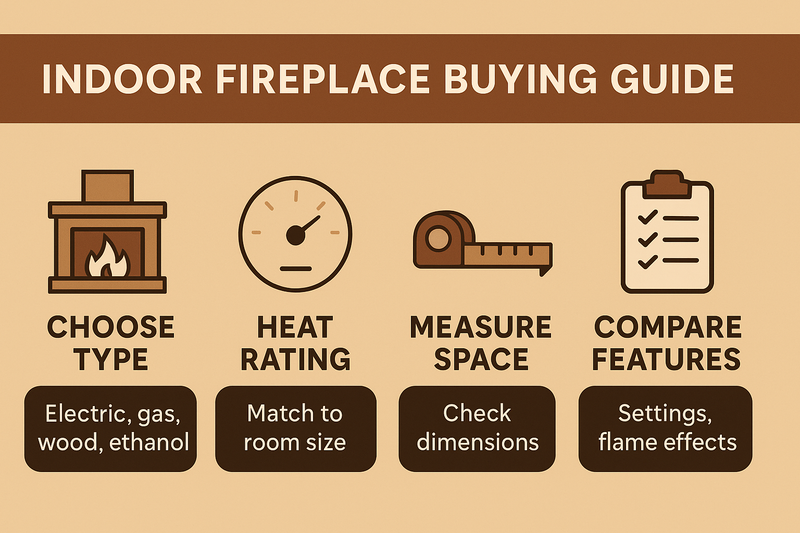 Indoor Fireplace Buyer’s Guide: Heat, Size, Cost & Safety (2025)