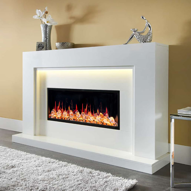 Latitude 45" Ultra Slim Built-in Electric Fireplace + Crushed Ice Rocks - Electric Fireplace -  Latitude -  Electric Fireplace -  ZEF45XC