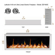 Latitude II 48-in Smart Wall Mount Electric Fireplace + Crushed Ice Rocks - Electric Fireplace -  Latitude -  Electric Fireplace -  ZEF48XC