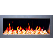 Gloria II 48" Seamless Push-in Electric Fireplace with Crushed Ice Rocks (White) - Electric Fireplace -  Gloria -  Electric Fireplace -  ZEF48XCW