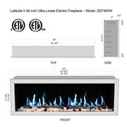 Gloria II 48-in Smart Wall Mount Electric Fireplace (White) - Electric Fireplace -  Gloria -  Electric Fireplace -  ZEF48XW