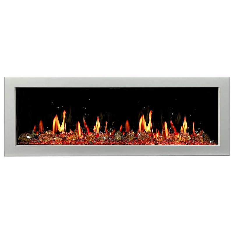 Gloria II 58" Smart Wall Mount Electric Fireplace with Reflective Fire Glass (White) - Electric Fireplace -  Gloria -  Electric Fireplace -  ZEF58VAW