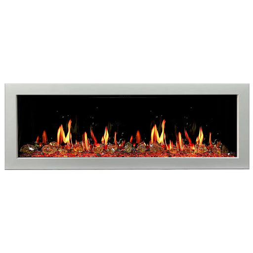 Gloria II 58" Smart Wall Mount Electric Fireplace with Reflective Fire Glass (White) - Electric Fireplace -  Gloria -  Electric Fireplace -  ZEF58VAW