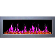 Gloria II 58" Smart Wall Mount Electric Fireplace with Reflective Fire Glass (White) - Electric Fireplace -  Gloria -  Electric Fireplace -  ZEF58VAW