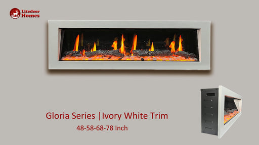 Gloria II 58-in Smart Wall Mount Electric Fireplace (White) - Electric Fireplace -  Gloria -  Electric Fireplace -  ZEF58VW