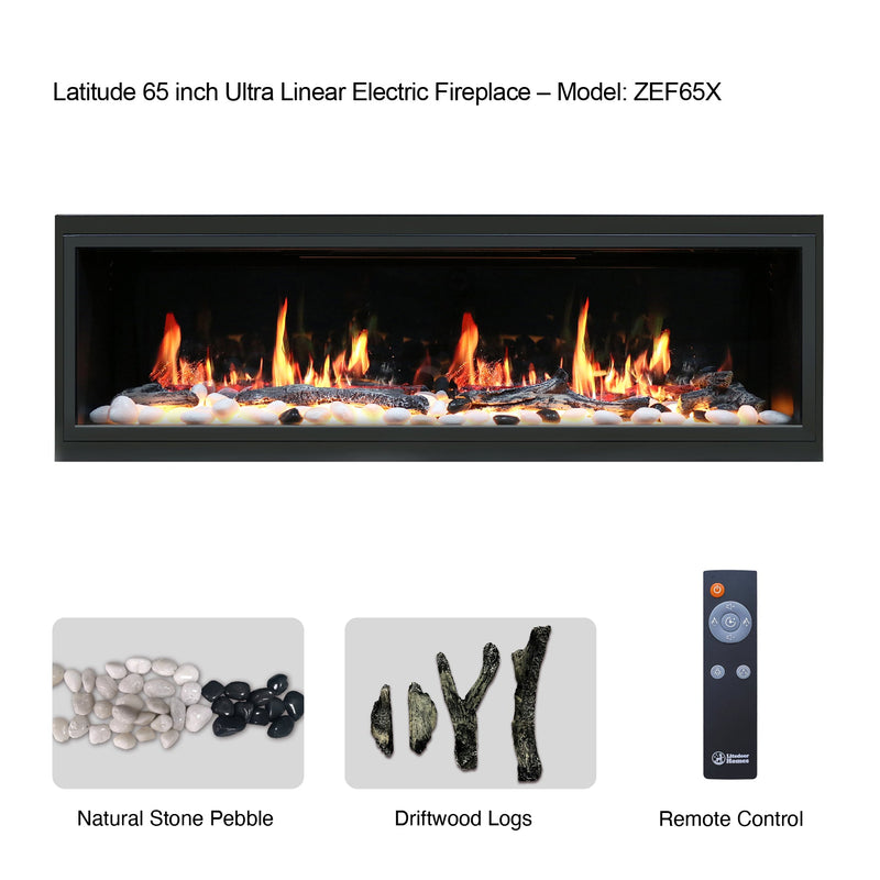 Latitude 65" Ultra Slim Built-in Electric Fireplace - Electric Fireplace -  Latitude -  Electric Fireplace -  ZEF65X