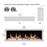 Latitude 65" Ultra Slim Built-in Electric Fireplace - Electric Fireplace -  Latitude -  Electric Fireplace -  ZEF65X