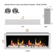 Latitude II 58-in Smart Wall Mount Electric Fireplace - Electric Fireplace -  Latitude -  Electric Fireplace -  ZEF68X