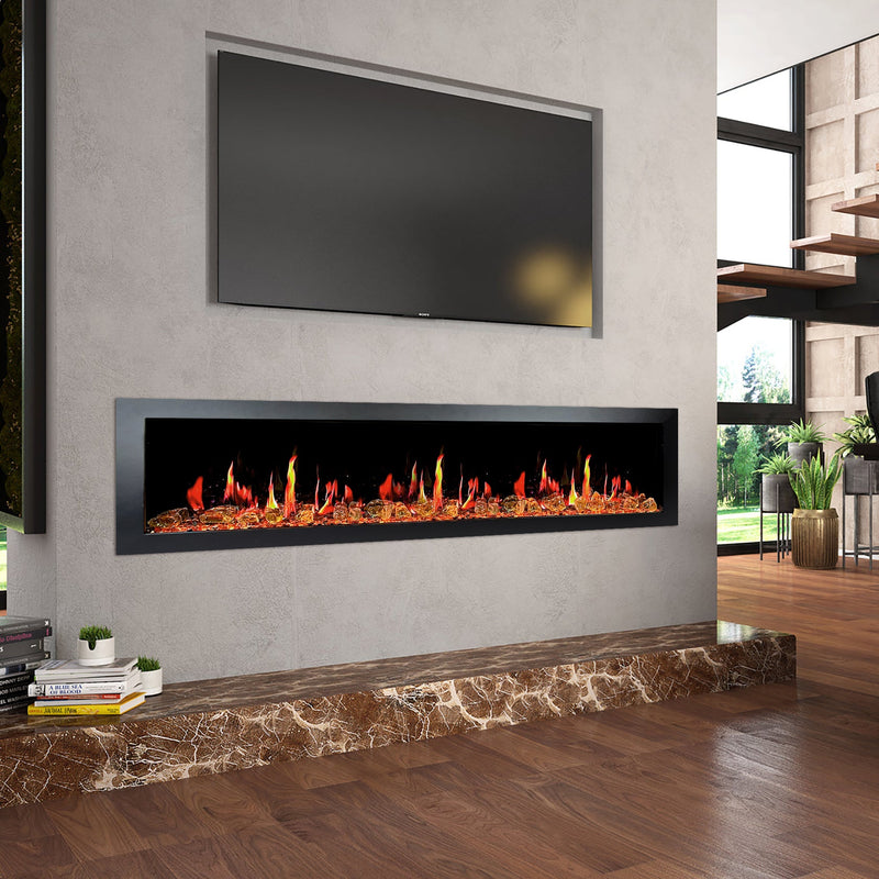 Latitude II 68-in Smart Wall Mount Electric Fireplace + Reflective Fire Glass - Electric Fireplace -  Latitude -  Electric Fireplace -  ZEF68XA