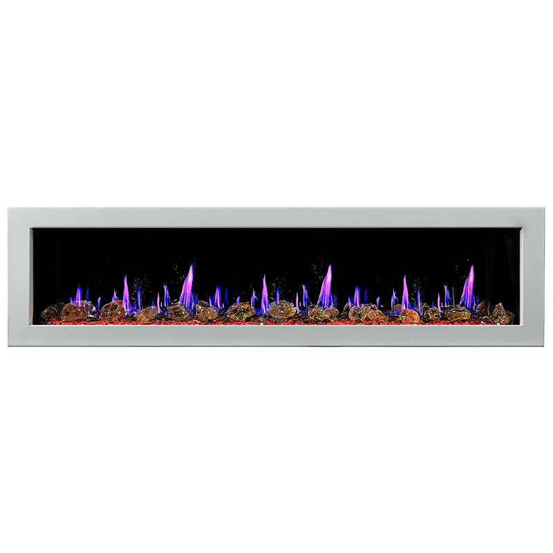 Gloria II 68" Smart Wall Mount Electric Fireplace with Reflective Fire Glass (White) - Electric Fireplace -  Gloria -  Electric Fireplace -  ZEF68XAW