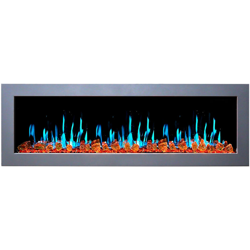 Gloria II 68" Smart Wall Mount Electric Fireplace with Reflective Fire Glass (White) - Electric Fireplace -  Gloria -  Electric Fireplace -  ZEF68XAW