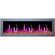 Gloria II 68" Smart Wall Mount Electric Fireplace with Reflective Fire Glass (White) - Electric Fireplace -  Gloria -  Electric Fireplace -  ZEF68XAW