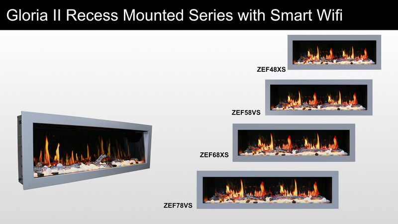 Latitude II 78-in Smart Wall Mount Electric Fireplace (Original) - Electric Fireplace -  Latitude -  Electric Fireplace -  ZEF78V