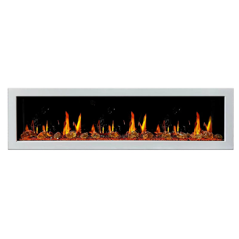 Gloria II 78" Smart Wall Mount Electric Fireplace with Reflective Fire Glass (White) - Electric Fireplace -  Gloria -  Electric Fireplace -  ZEF78VAW