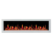 Gloria II 78" Smart Wall Mount Electric Fireplace with Reflective Fire Glass (White) - Electric Fireplace -  Gloria -  Electric Fireplace -  ZEF78VAW