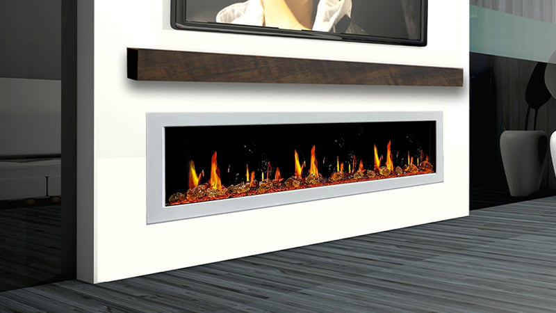 Gloria II 78" Smart Wall Mount Electric Fireplace with Reflective Fire Glass (White) - Electric Fireplace -  Gloria -  Electric Fireplace -  ZEF78VAW