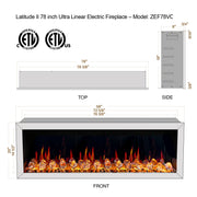 Latitude II 78-in Smart Wall Mount Electric Fireplace + Crushed Ice Rocks - Electric Fireplace -  Latitude -  Electric Fireplace -  ZEF78VC