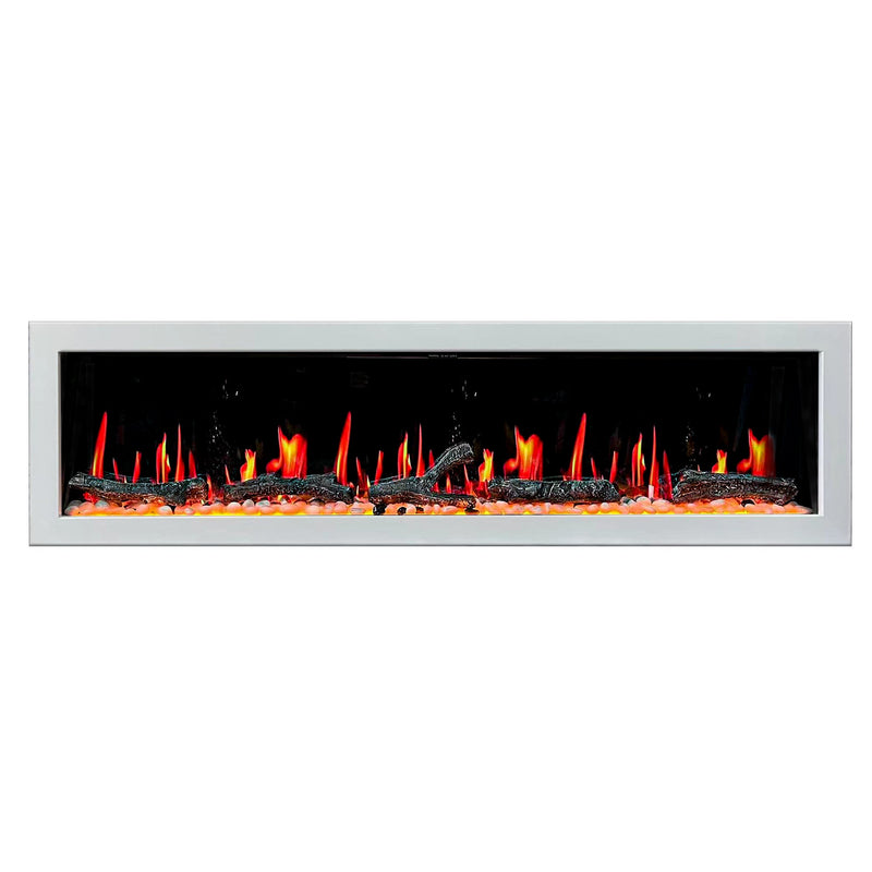 Gloria II 78-in Smart Wall Mount Electric Fireplace (White) - Electric Fireplace -  Gloria -  Electric Fireplace -  ZEF78VW