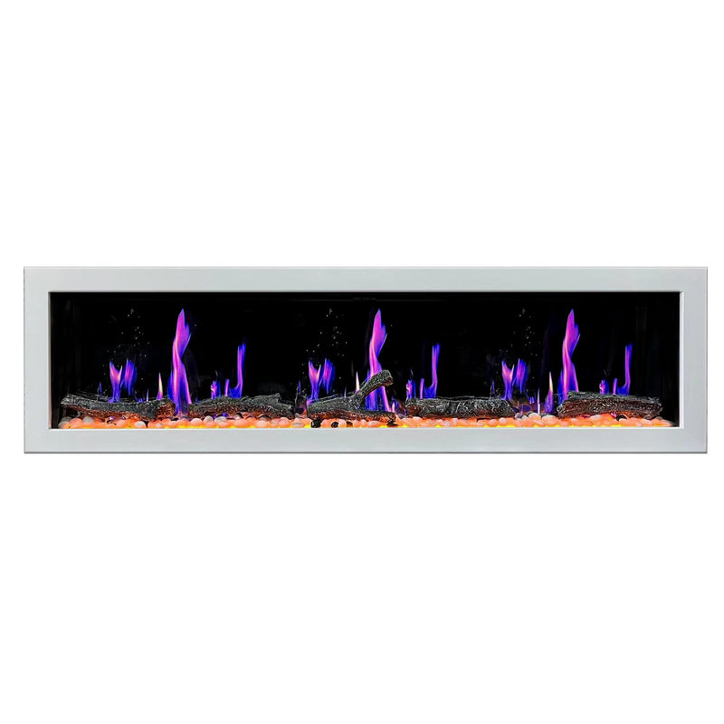 Gloria II 78-in Smart Wall Mount Electric Fireplace (White) - Electric Fireplace -  Gloria -  Electric Fireplace -  ZEF78VW