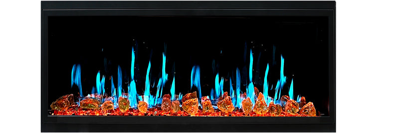 Latitude 45" Ultra Slim Electric Fireplace + Reflective Fire Glass