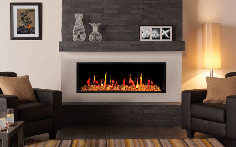 Latitude 45" Ultra Slim Electric Fireplace + Reflective Fire Glass