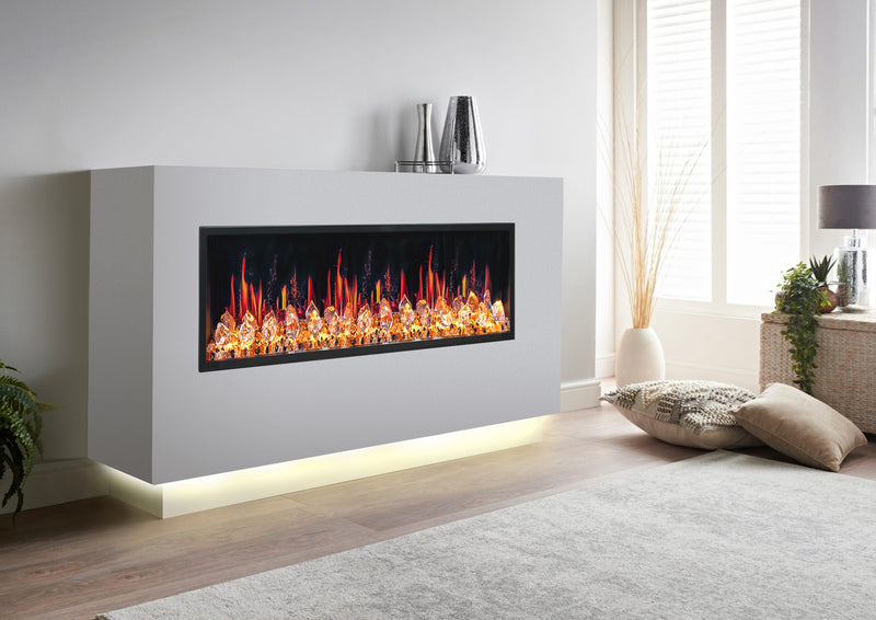 Latitude 45" Ultra Slim Built-in Electric Fireplace + Crushed Ice Rocks