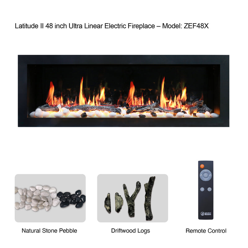 Latitude II 48-in Smart Wall Mount Electric Fireplace