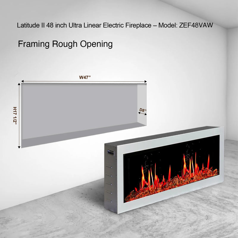 Gloria II 48" Smart Wall Mount Electric Fireplace with Reflective Fire Glass