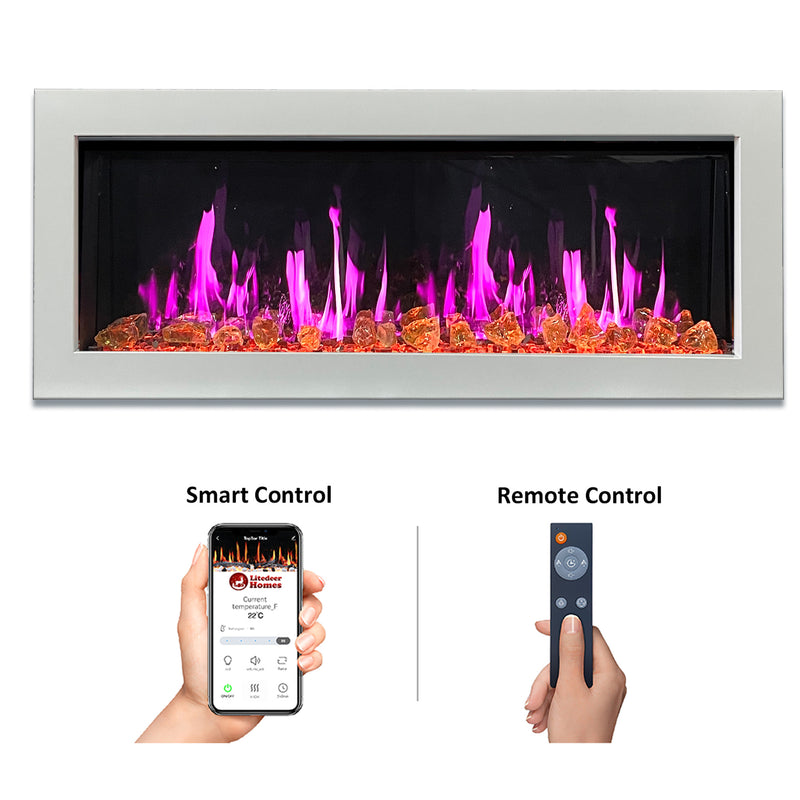 Gloria II 48" Smart Wall Mount Electric Fireplace with Reflective Fire Glass