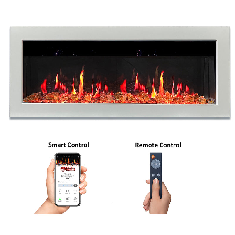 Gloria II 48" Smart Wall Mount Electric Fireplace with Reflective Fire Glass