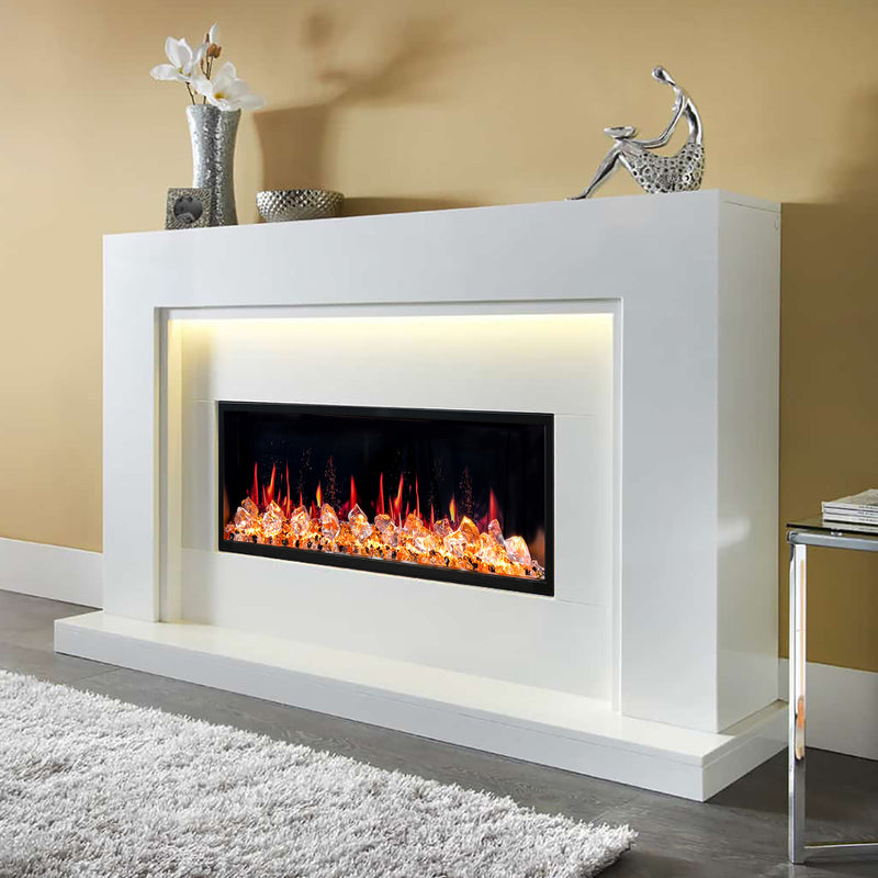 Latitude II 48-in Smart Wall Mount Electric Fireplace + Crushed Ice Rocks