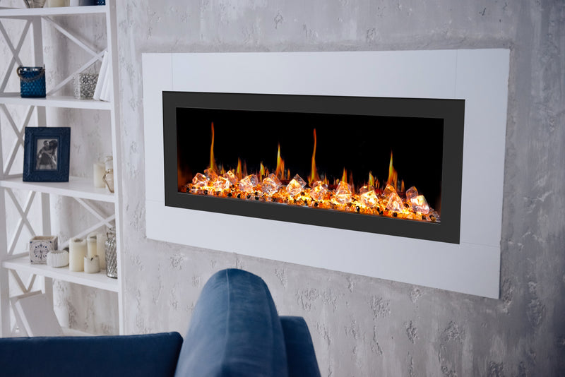 Latitude II 48-in Smart Wall Mount Electric Fireplace + Crushed Ice Rocks