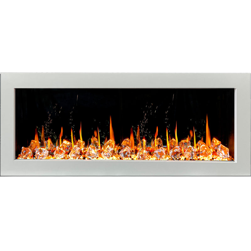 Gloria II 48" Seamless Push-in Electric Fireplace with Crushed Ice Rocks (White)