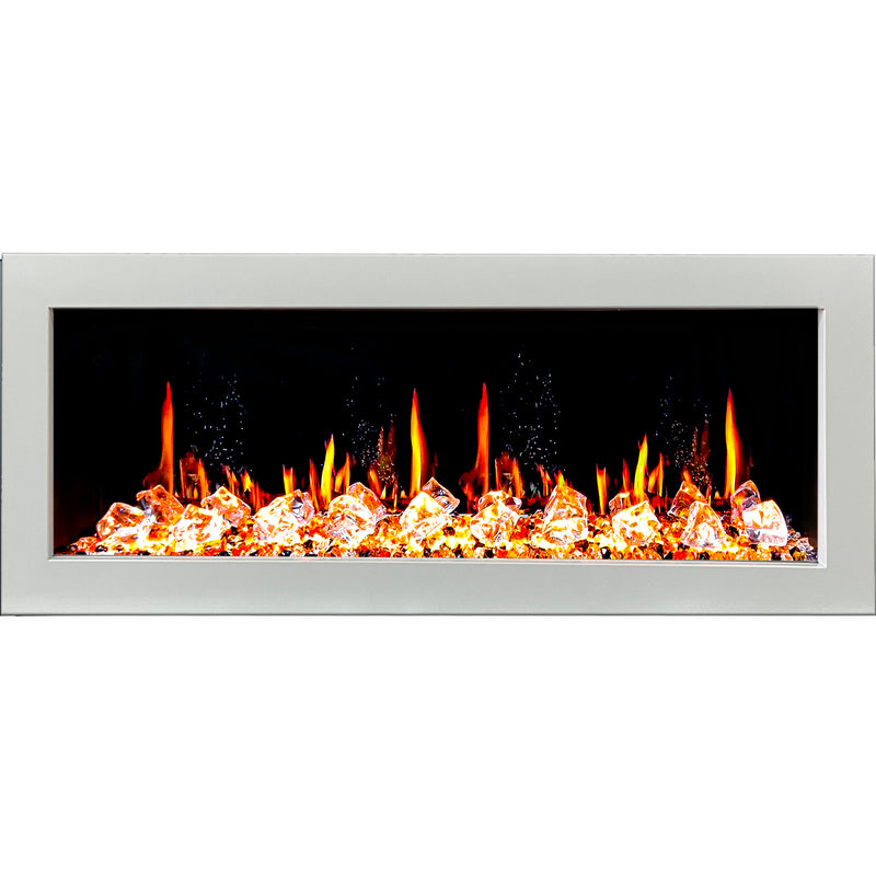 Gloria II 48" Seamless Push-in Electric Fireplace with Crushed Ice Rocks (White)