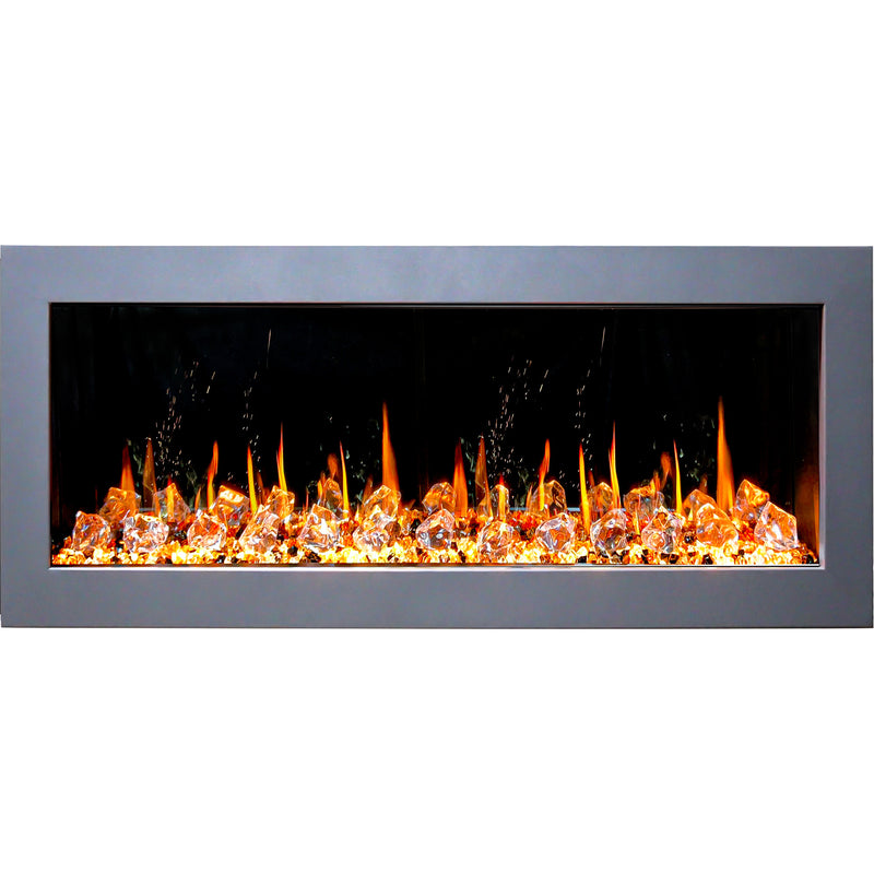 Gloria II 48" Seamless Push-in Electric Fireplace with Crushed Ice Rocks (White)