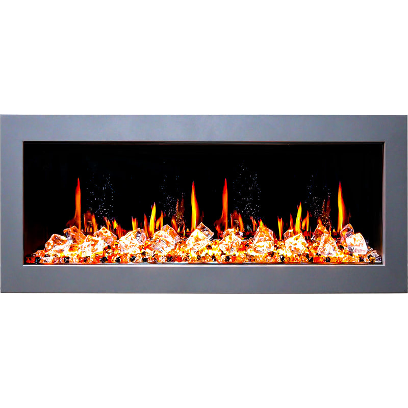 Gloria II 48" Seamless Push-in Electric Fireplace with Crushed Ice Rocks (White)