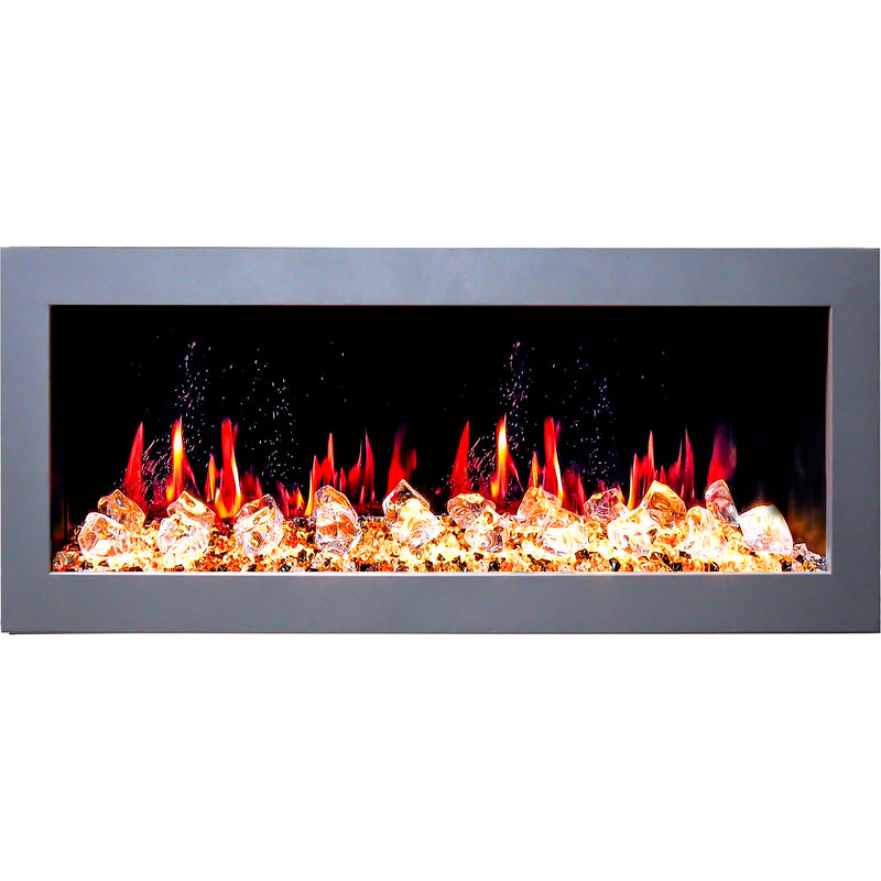 Gloria II 48" Seamless Push-in Electric Fireplace with Crushed Ice Rocks (White)
